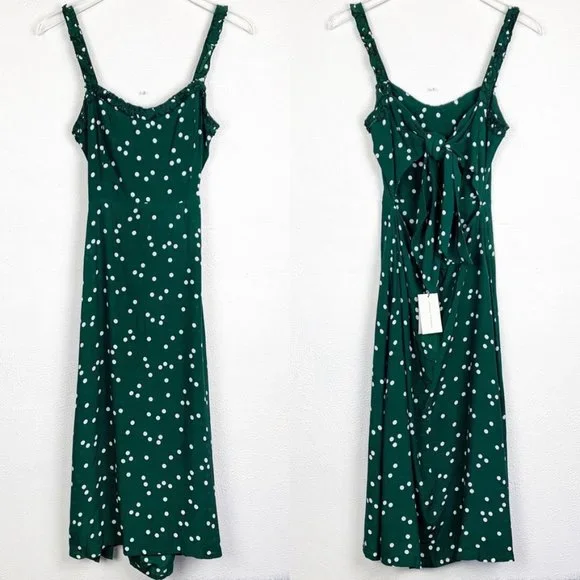 Faithfull The Brand | Gizele Midi Dress Green Polka Dot - Picture 1 of 8
